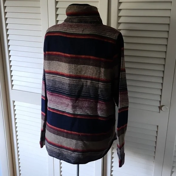 Woolrich Womens Striped Multicolor 3/4 zip Pullover 100% Cotton Medium - Picture 8 of 12